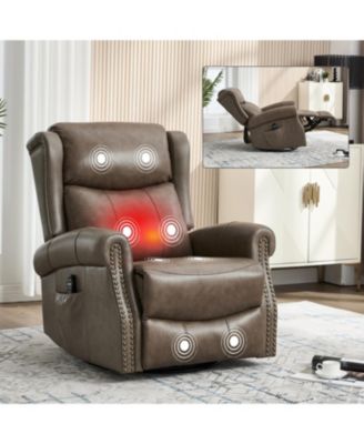  Leather Heat Massage Rocker Recliner