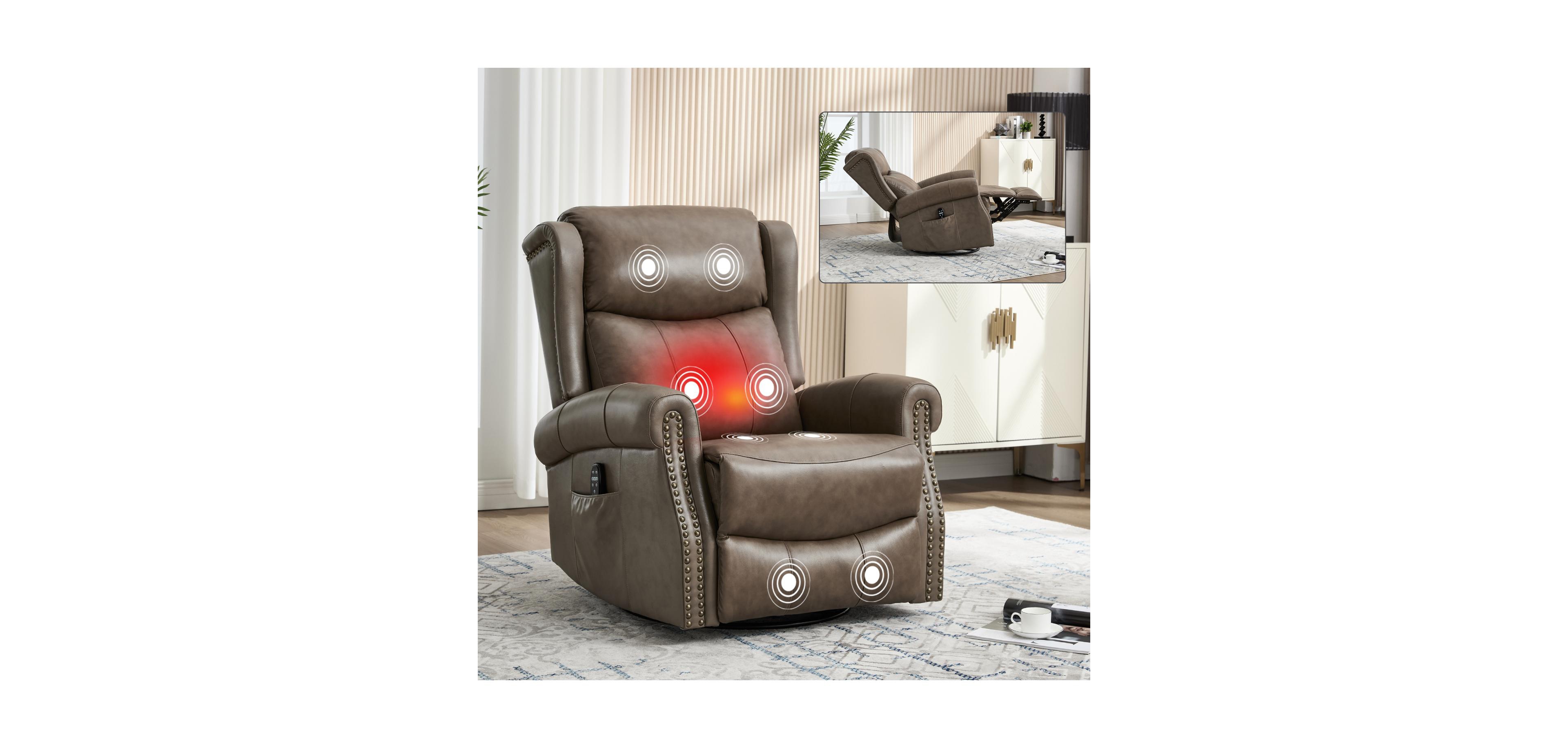 Streamdale Furniture Leather Heat Massage Rocker Recliner