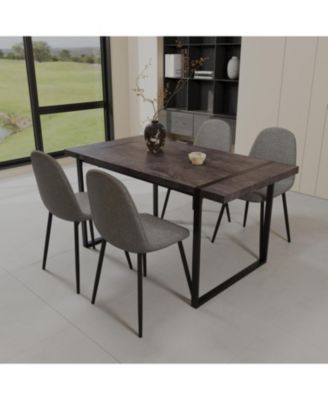 Streamdale 59" Black Dining Table & 4 Suede Chairs