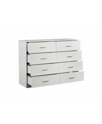 + 8-Drawer + Wood + Modern White Finish + Bedroom Dresser