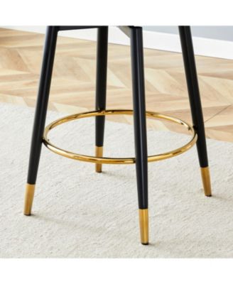 White PU Bar Chairs  Metal Legs Set of 2