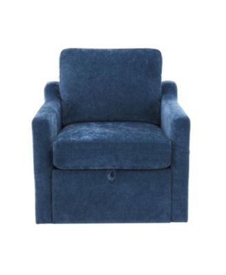 Swivel Chenille Accent Chair w/ USB & Pocket - Navy