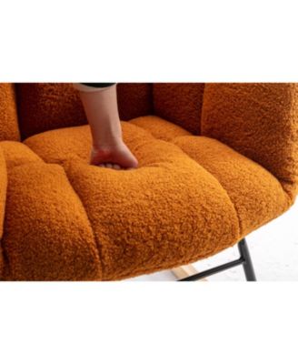 050-Teddy Fabric Rocking Gilder Nursery Chair For Living Room Indoor Caramel