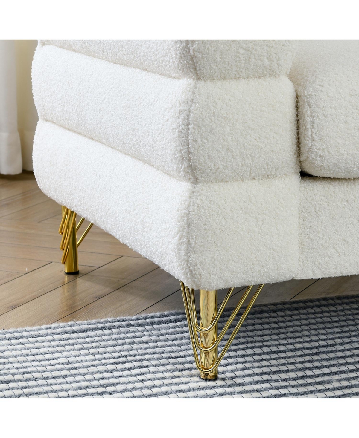 Streamdale Furniture 3-seater + 3-seater Combination sofa.White teddy(Ivory)