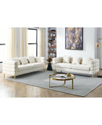 3-seater + 3-seater Combination sofa.White teddy(Ivory)