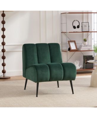 Modern Green Velvet Accent Chair with Black Legs