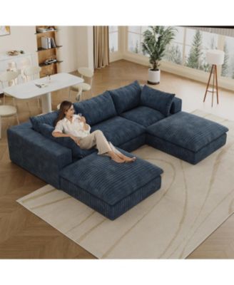 Cloud Corduroy Sofa- Deep Seat, Removable Cushions, DIY Combination