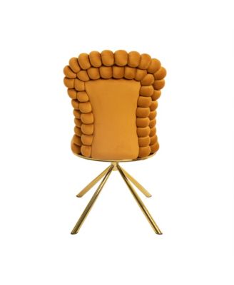 Velvet Swivel Accent Chairs, Gold Legs, Set of 2 - Orange