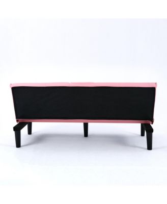 67" PVC Sofa Bed with Foldable Design & Cup Holder