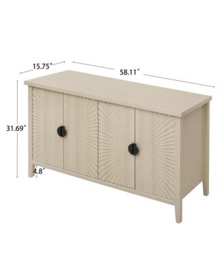 Carved 4 Door Sideboard Buffet Cabinet