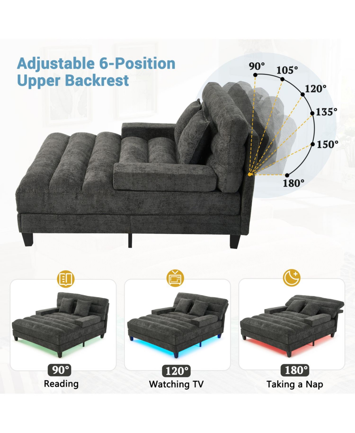 Streamdale Furniture Modern Chaise Lounge Sofa Bed