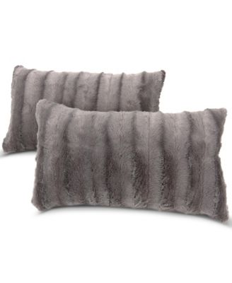 Faux-Fur 2-Pack Decorative Pillows, 12" x 20"
