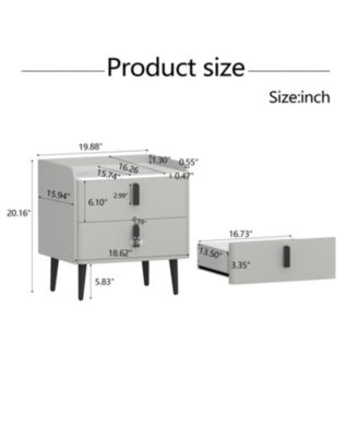 Streamdale Gray Nightstand with Marble Top & 2 Drawers