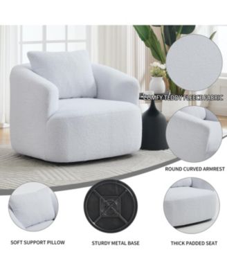 Streamdale Swivel Teddy Fleece Comfy Chair with Pillow