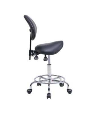 Saddle Stool Chair with Backrest, Swivel Hydraulic Tilt Seat, Wheels & Footrest for Medical, Dental & Clinic Use