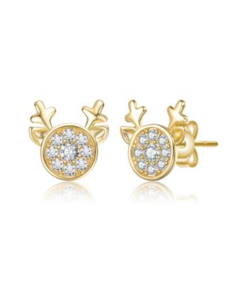 Teens 14K Gold Plated Cubic Zirconia Animal Head Stud Earring
