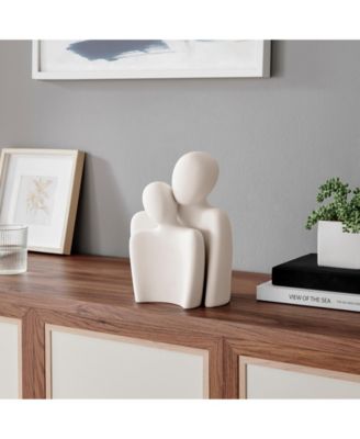 Hans White Nesting Two Piece Couple Matte Ceramic Sculpture Set
