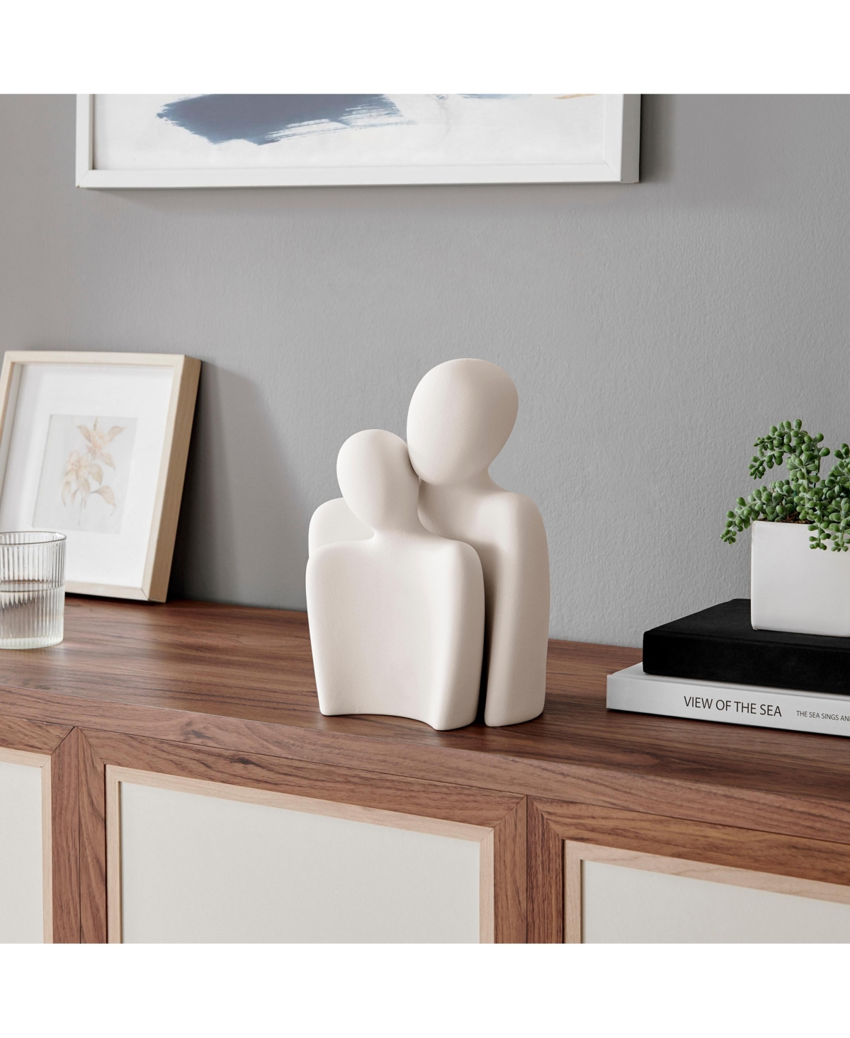 Danya B Hans White Nesting Two Piece Couple Matte Ceramic Sculpture Set