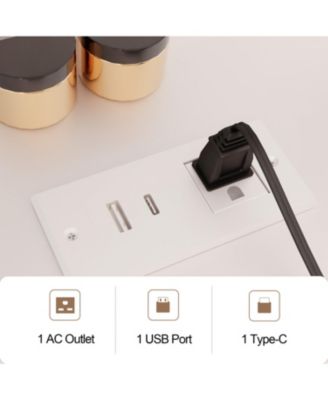 Farmhouse Vanity Desk with Mirror, Lights, and Charging