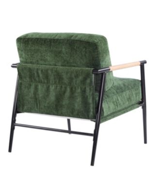 Modern Accent Chair with Plush Cushions and Wooden Armrests