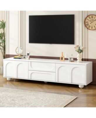 Arched Door TV Stand with Drawers for TVs up to 75", 5 Iron Legs