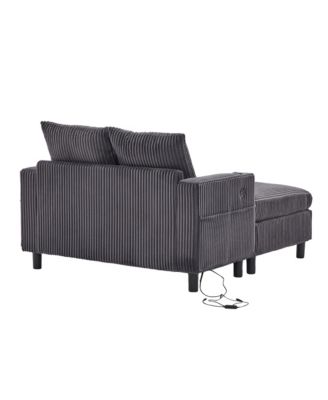 Streamdale Corduroy Oversized Recliner Sofa w/ USB, LED, Cup Holder