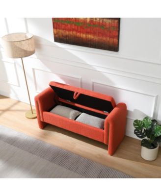 Teddy Bed End Bench with Arms & Storage - Orange