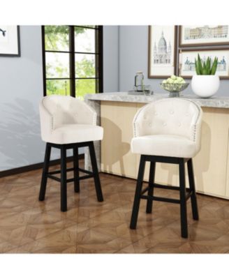 360 Degree Swivel Bar Stool with Stunning Nailhead Trim, Set of 2