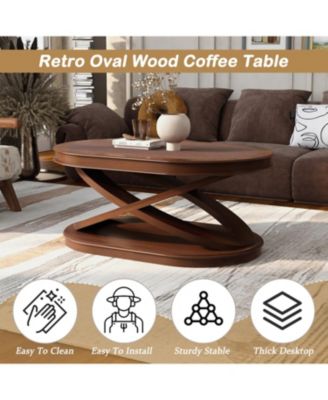 Retro Coffee Table Set - Oval Coffee & Round End Tables