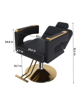 Hydraulic Barber Chair - 360 Swivel, Reclining, Black & Gold