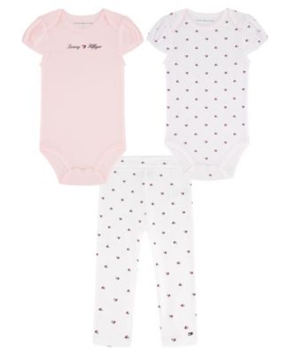 Baby Girls' Flag Heart Print Bodysuits and Leggings, 3-Piece Set