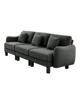 Boucle 3-Seater Sofa with Shell Armrests