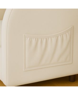 Beige Bunny-Ear Pet-Friendly Armchair with Cat & Dog Hideaway