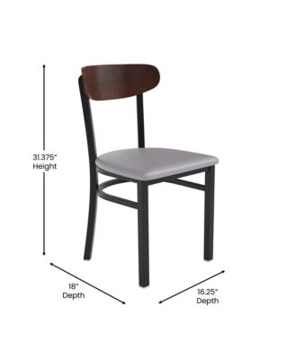 Yara Industrial Dining Chair with Rolled Steel Frame and Solid Wood Seat - 500 lbs. Static Weight Capacity
