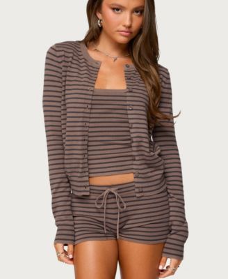 Women's Lillian Striped Button Up Knit Cardigan