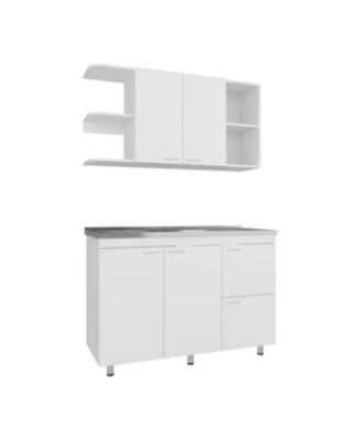 Desert Hills Multifunctional Kitchen Cabinet Set with Ample Storage,  White