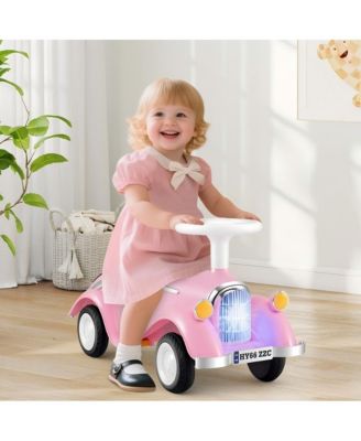 Toddler Ride On Car with Steering Wheel Lights Storage Seat and Four Wheel Stability