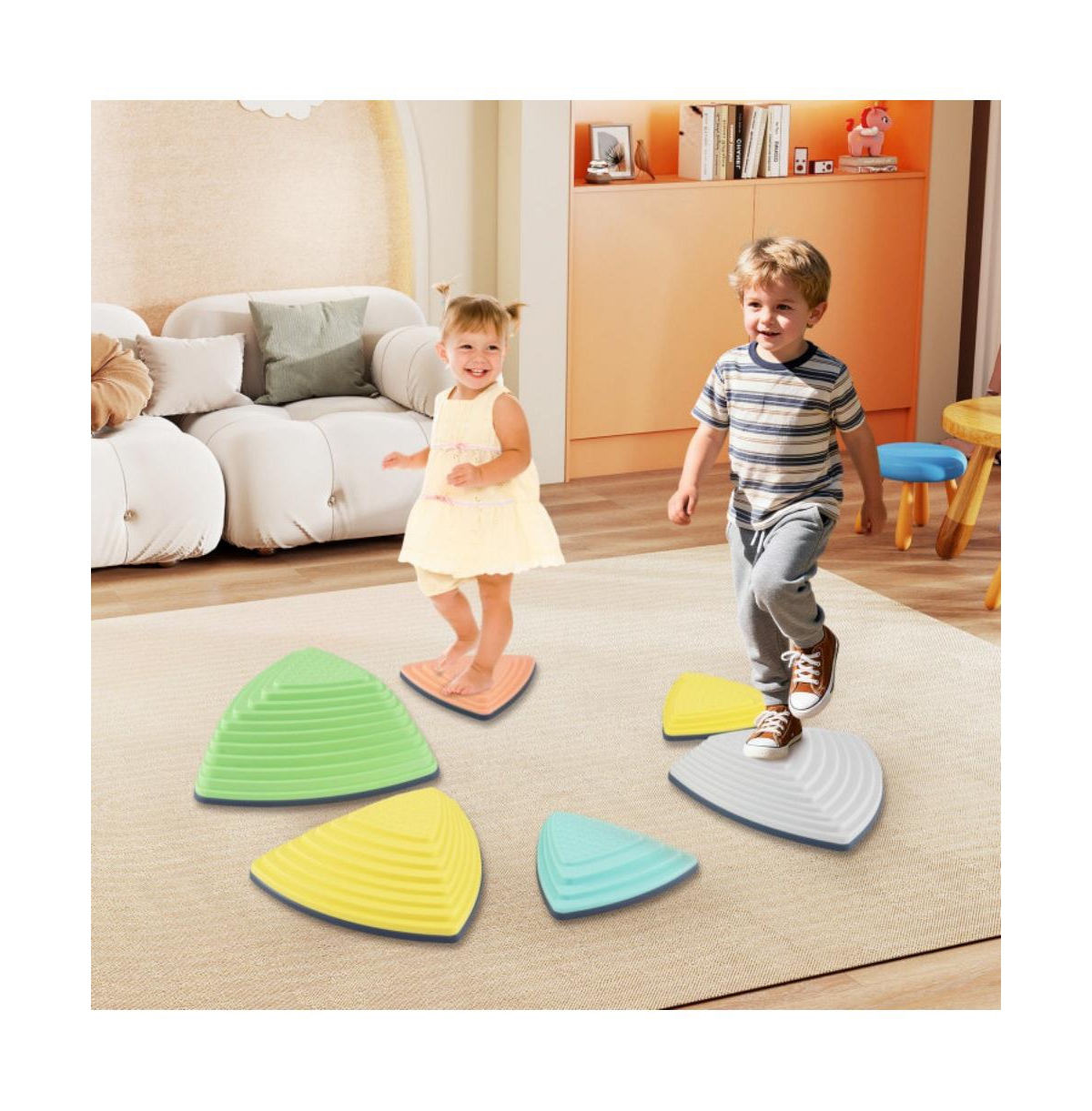 Kids Balance Stepping Stones Set of Six with Textured Surface and Motor Skill Training