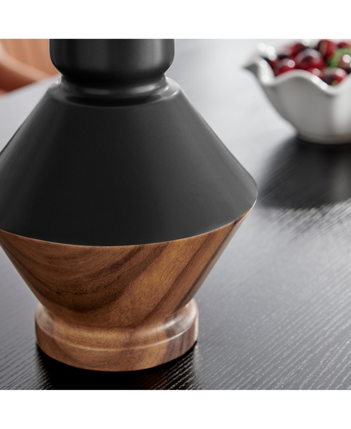 Danya B Milo Diamant Reverse Hourglass Two Tone Tabletop Vase - Black and Walnut