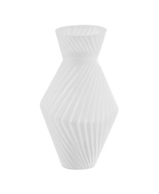 Eos White Ribbed Angular Glass Tabletop Vase