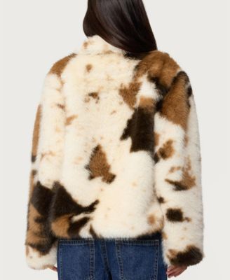 Women's Rayan Cow Print Faux Fur Jacket