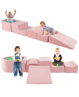 Kid's Soft Climbing Blocks Set with Slide Step Shapes and Ball Pit for Indoor Play