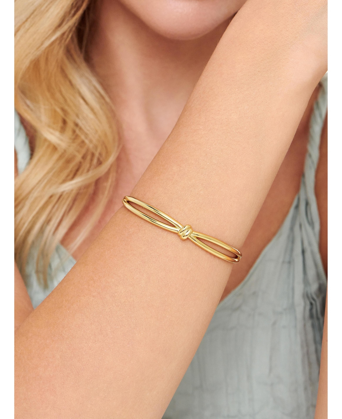 Devata Love Knot Bangle Bracelet in Gold Plated Sterling Silver
