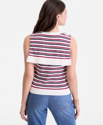 Women's Tie-Neck Sleeveless Sweater