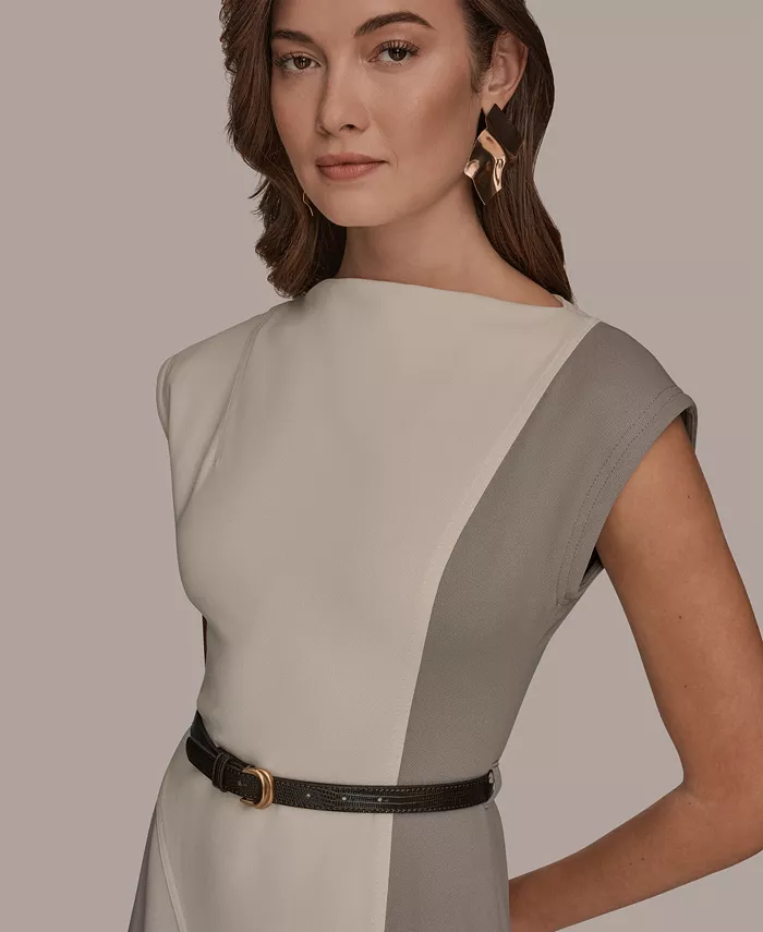 Women's Cap-Sleeve Colorblock Midi Dress - thumbnail 4