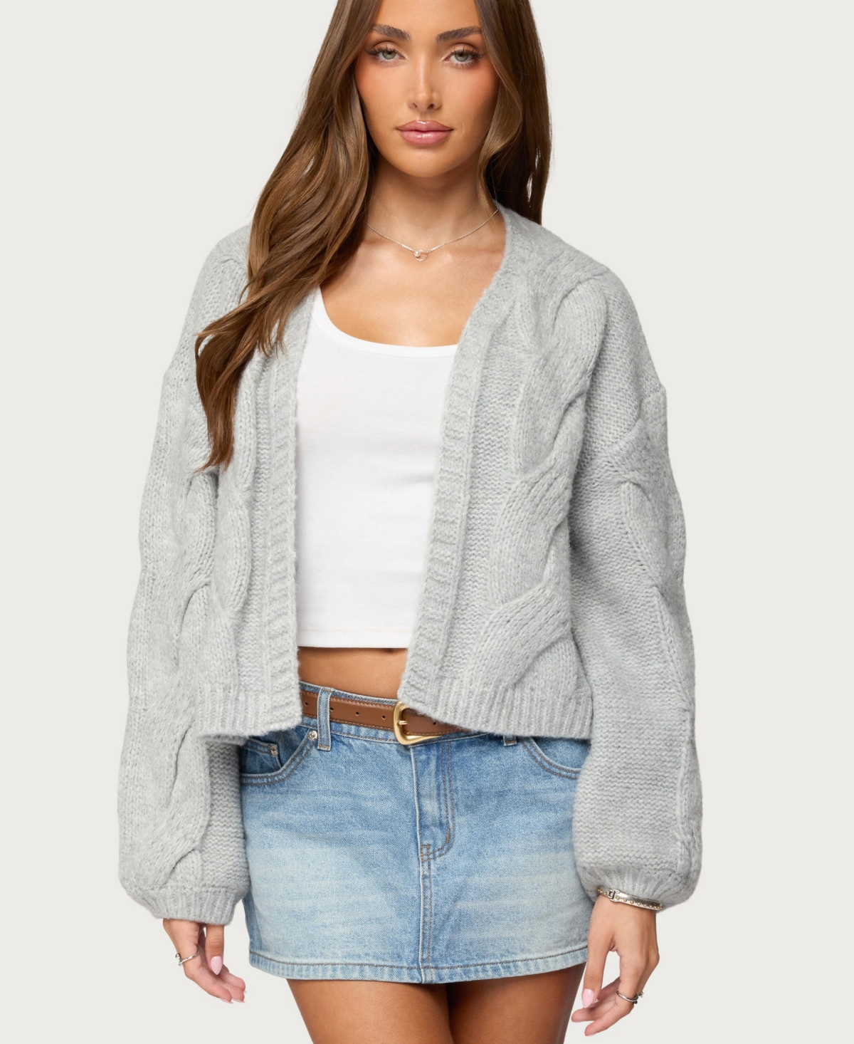 Edikted Women's Braiden Chunky Cable Knit Cardigan