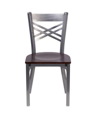 Clear Coated "X" Back Metal Restaurant Dining Chair