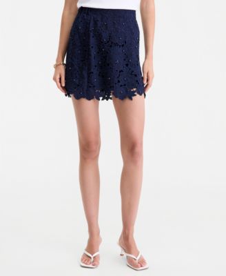 Women's Beaded Lace Mini Skirt