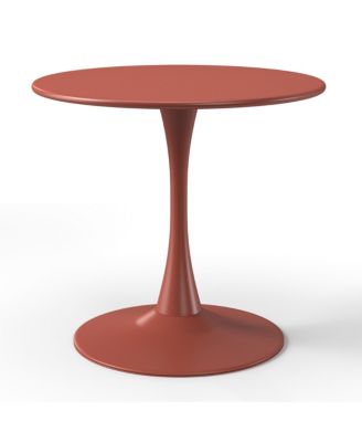 5-Piece Indoor Outdoor Metal Round Patio Dining Table Set With Stackable Resin Patio Side Chairs