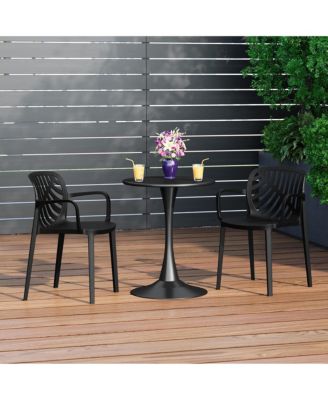 3-Piece Outdoor Indoor Metal Patio Dining Table Set With Stackable Patio Chairs